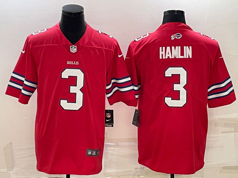 Men Buffalo Bills #3 Hamlin Red 2022 Nike Limited Vapor Untouchable NFL Jersey